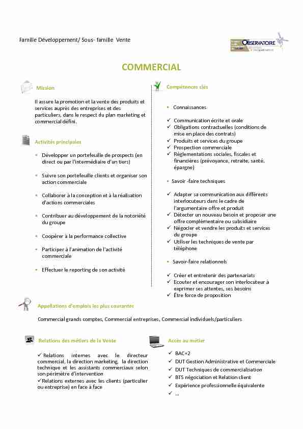[PDF] Fiche métier Commercial