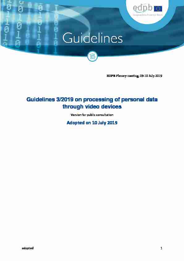Guidelines 3/2019 on processing of personal data through video