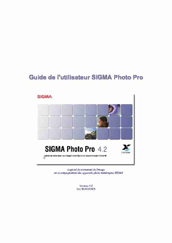 Guide de lutilisateur SIGMA Photo Pro