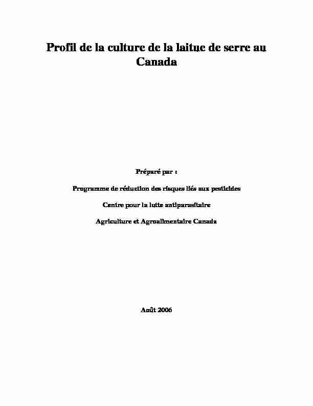 Profil de la culture de la laitue de serre au Canada