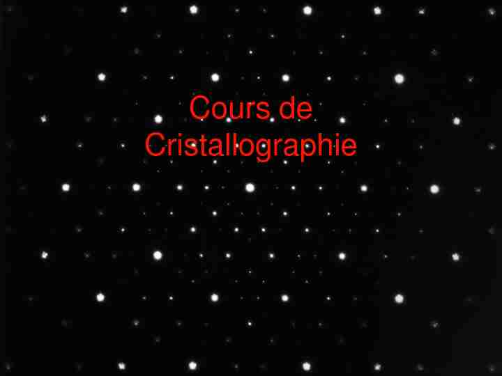 Cours de Cristallographie