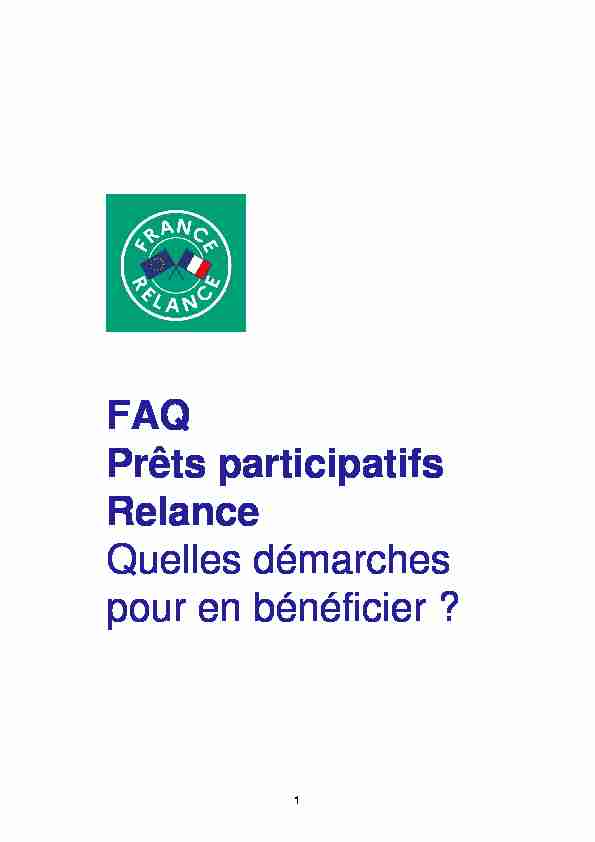FAQ Prêts participatifs Relance Quelles démarches pour en