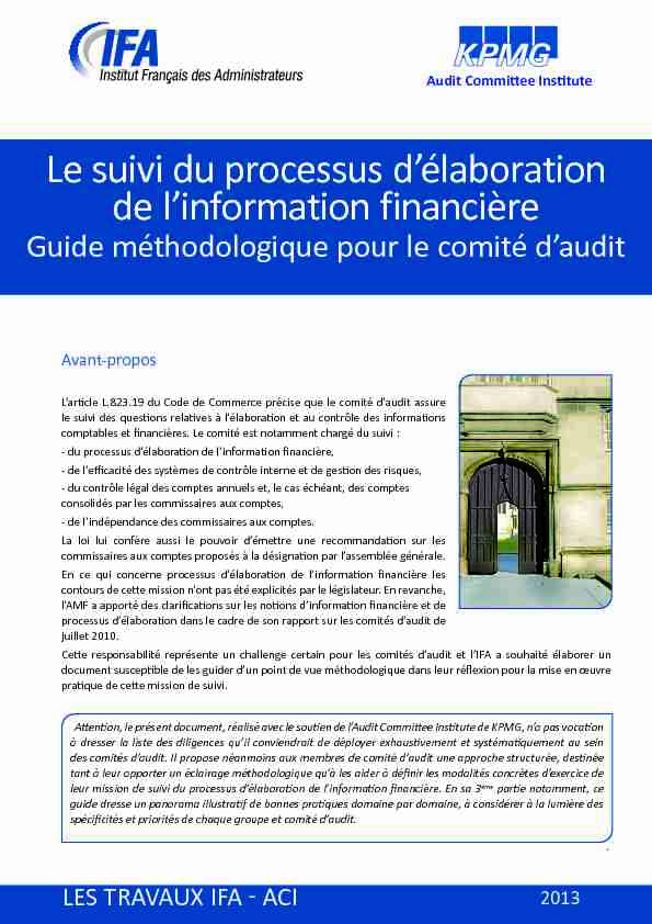 [PDF] Le suivi du processus délaboration de linformation financière