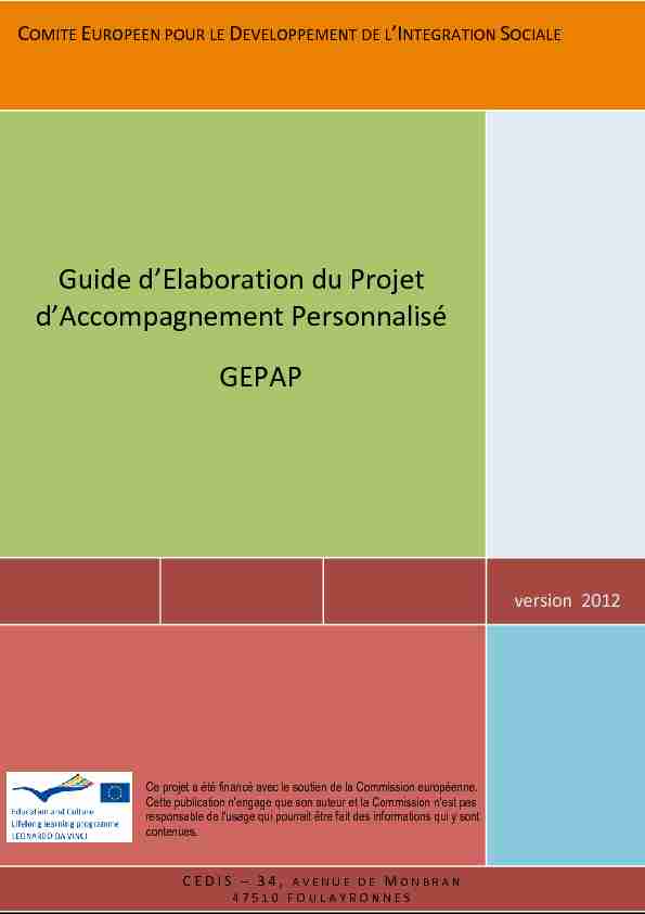 Guide dElaboration du Projet dAccompagnement Personnalisé