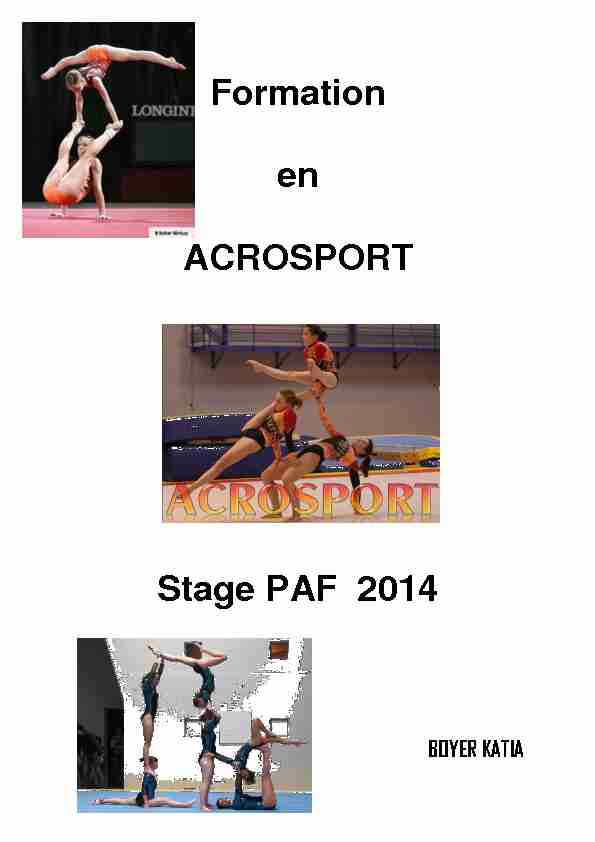 Formation en ACROSPORT Stage PAF 2014