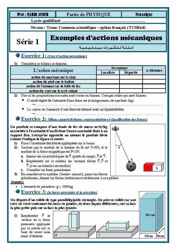 [PDF] Exemples dactions mécaniques - AlloSchool
