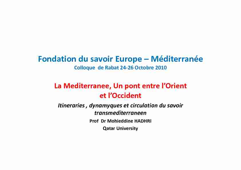 Fondation du savoir Europe – Méditerranée