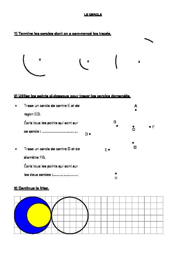 Géométrie CE2 - Fiche 18 le cerclebis