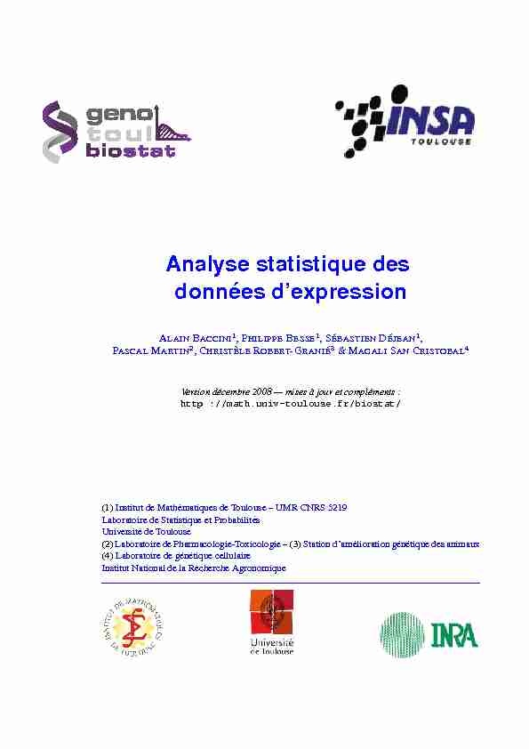 Analyse statistique des donn´ees dexpression