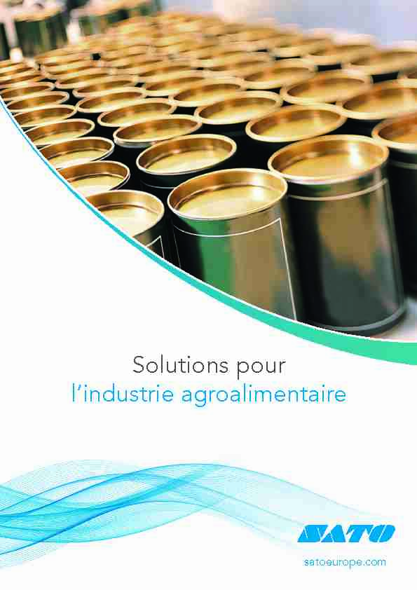 Solutions pour lindustrie agroalimentaire