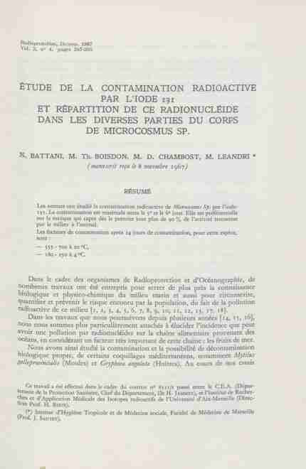 Étude de la contamination radioactive par liode 131 et répartition de