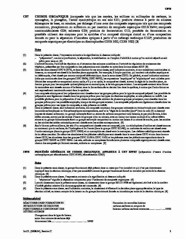 [PDF] C07 CHIMIE ORGANIQUE (composés tels que les oxydes  - WIPO