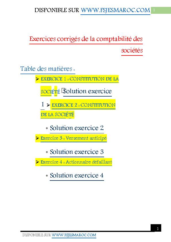 [PDF] Exercices corrigés de la comptabilité des sociétés  - f-staticcom