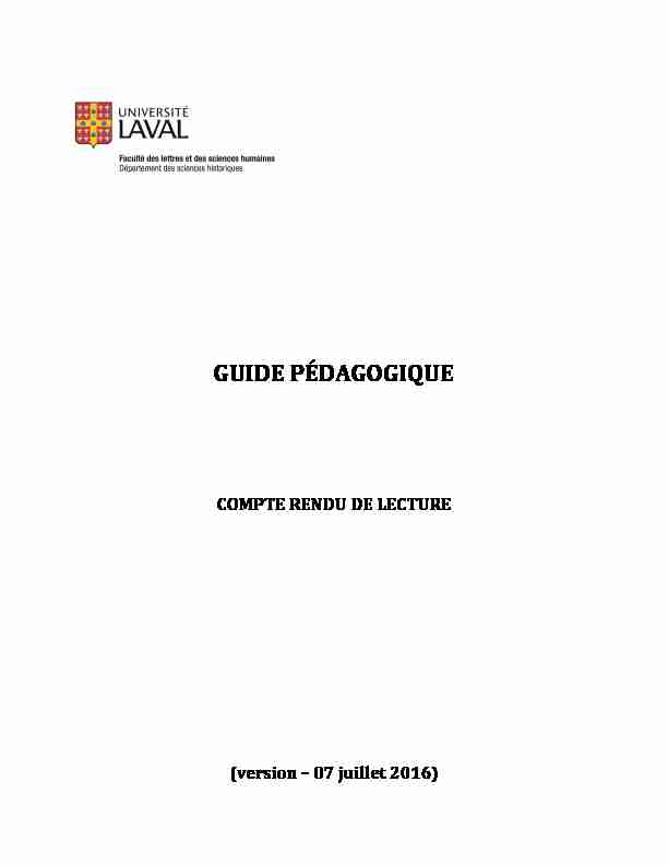 [PDF] COMPTE RENDU DE LECTURE (version - FLSH-ULaval