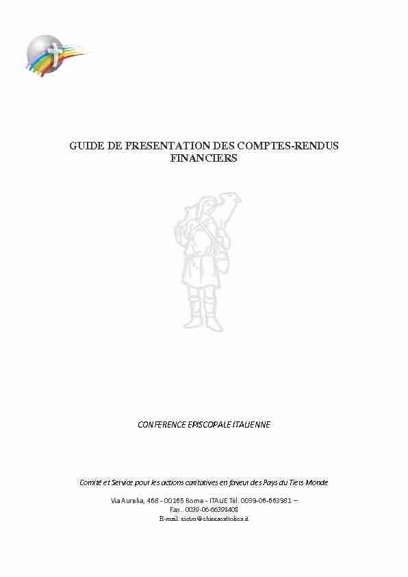 GUIDE DE PRESENTATION DES COMPTES-RENDUS FINANCIERS