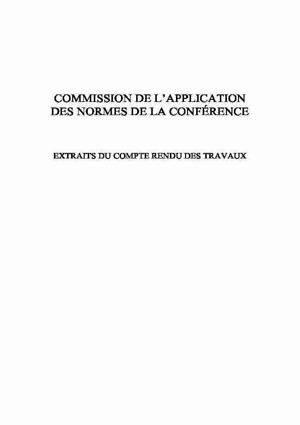Extraits du Compte rendu des travaux - Commission de lapplication