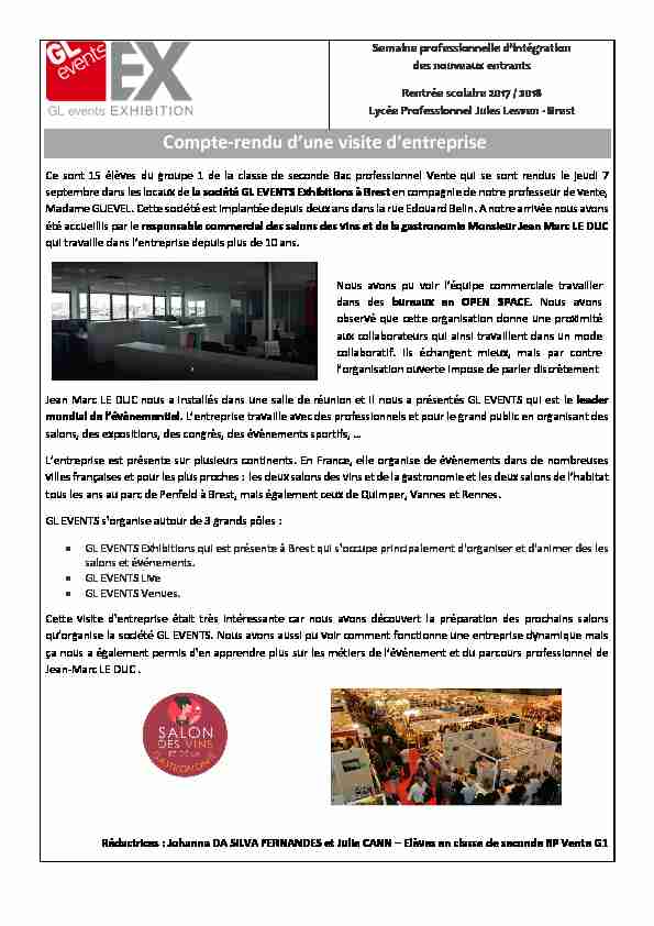 [PDF] Compte-rendu dune visite dentreprise - Brest - Lycée Jules Lesven