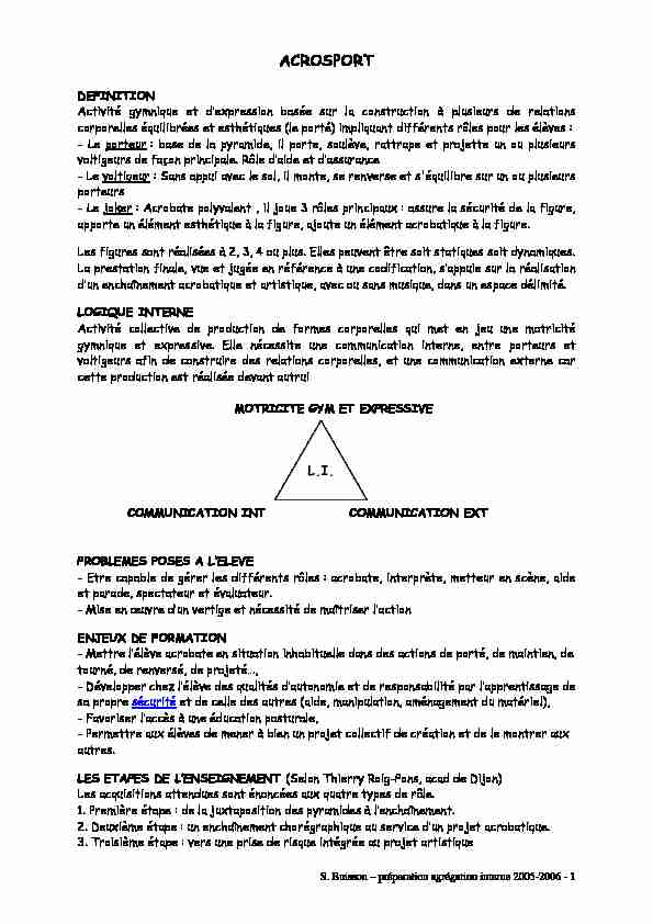[PDF] ACROSPORT - EPS Education Physique Orléans Tours
