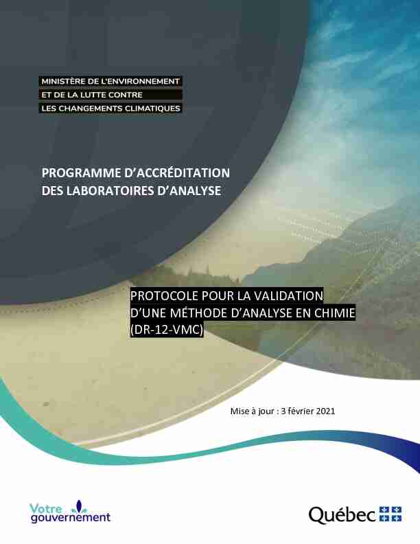 Protocole pour la validation dune méthode danalyse en chimie (DR