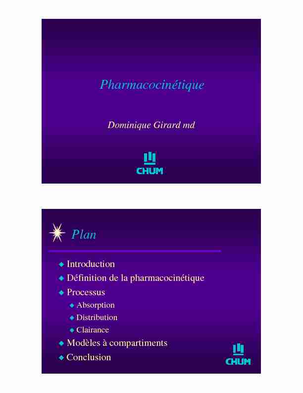 Pharmacocinétique Plan