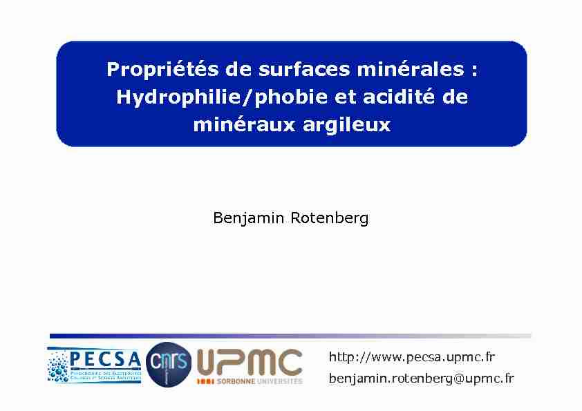 [PDF] Hydrophilie/phobie et acidité de minéraux argileux - CINaM