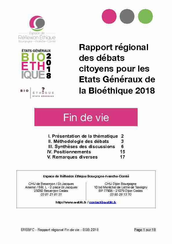[PDF] Rapport régional Fin de vie - EREBFC