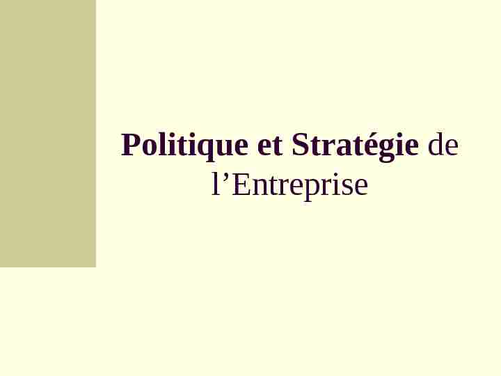 [PDF] Politique et Stratégie de lEntreprise - Professeur Amine Nasrallah