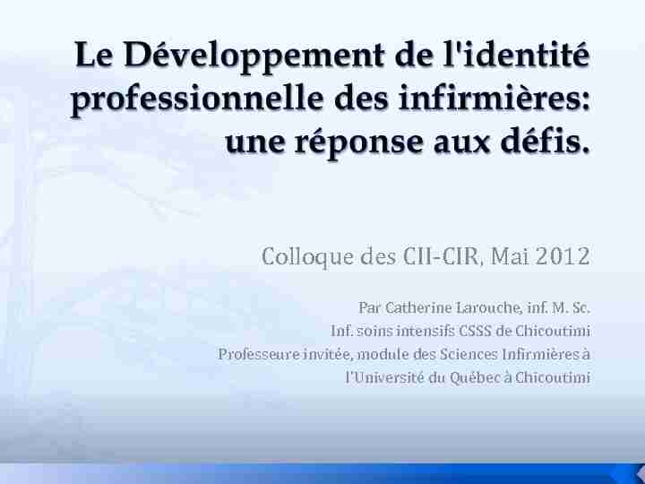 [PDF] Le Développement de lidentité professionnelle des infirmières - OIIQ