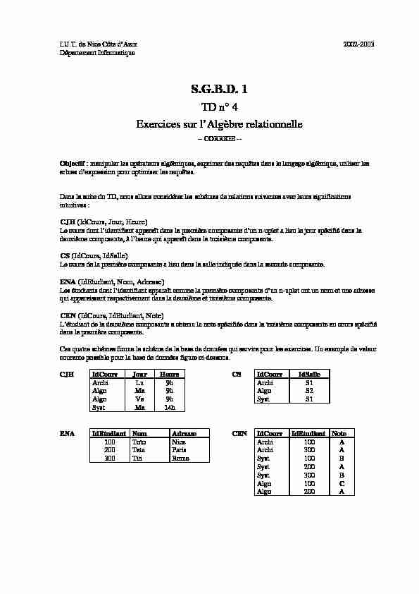 [PDF] TD n° 4 Exercices sur lAlgèbre relationnelle - SGBD 1
