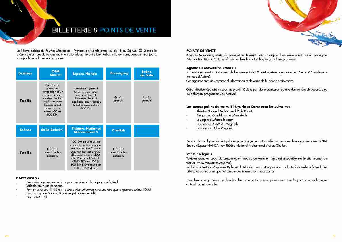 [PDF] BILLETTERIE & POINTS DE VENTE - Friends of Morocco