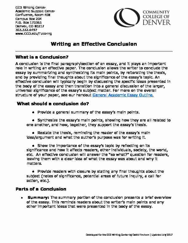 Writing an Effective Conclusion