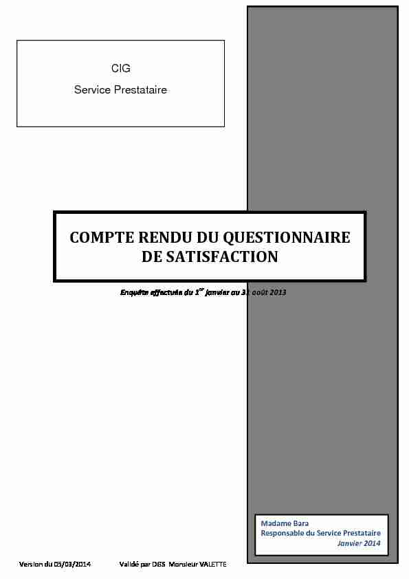 [PDF] COMPTE RENDU DU QUESTIONNAIRE DE SATISFACTION