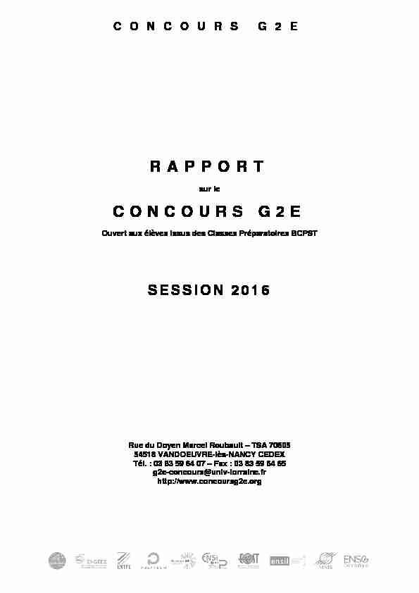 Rapport Concours G2E 2016