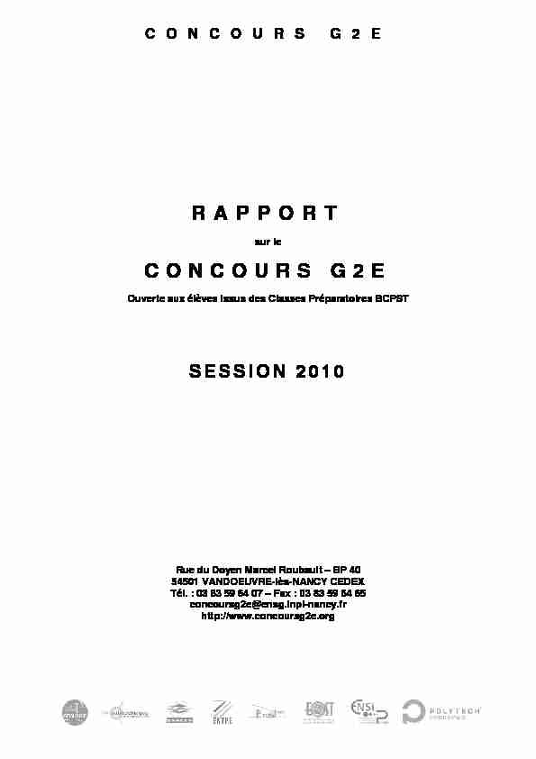 RAPPORT CONCOURS G2E