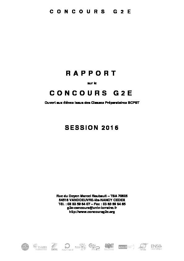 Rapport Concours G2E 2016