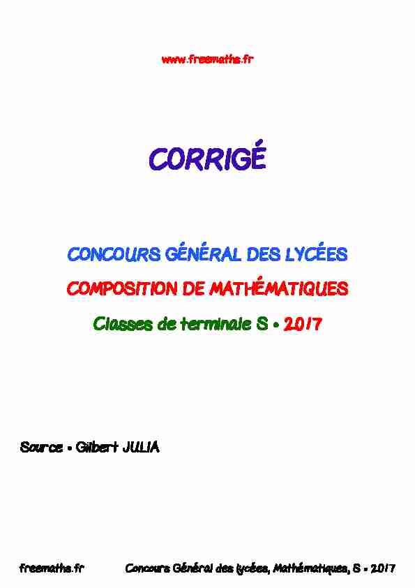 Corrigé Composition Mathématiques S 2017 - Concours Général