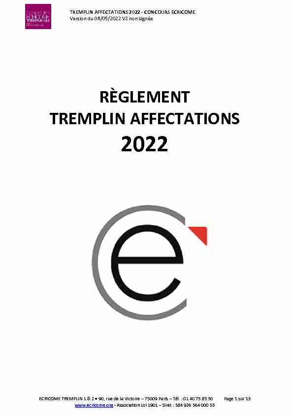 RÈGLEMENT TREMPLIN AFFECTATIONS 2022