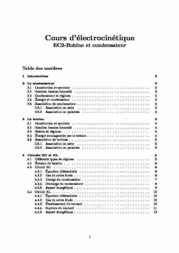 [PDF] Cours délectrocinétique EC2-Bobine et condensateur - Physagreg