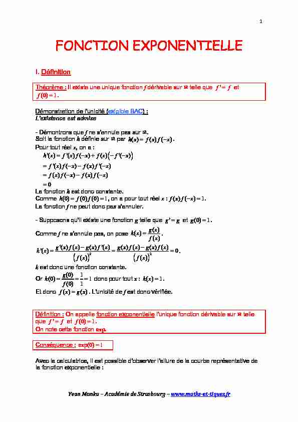 [PDF] FONCTION EXPONENTIELLE - maths et tiques
