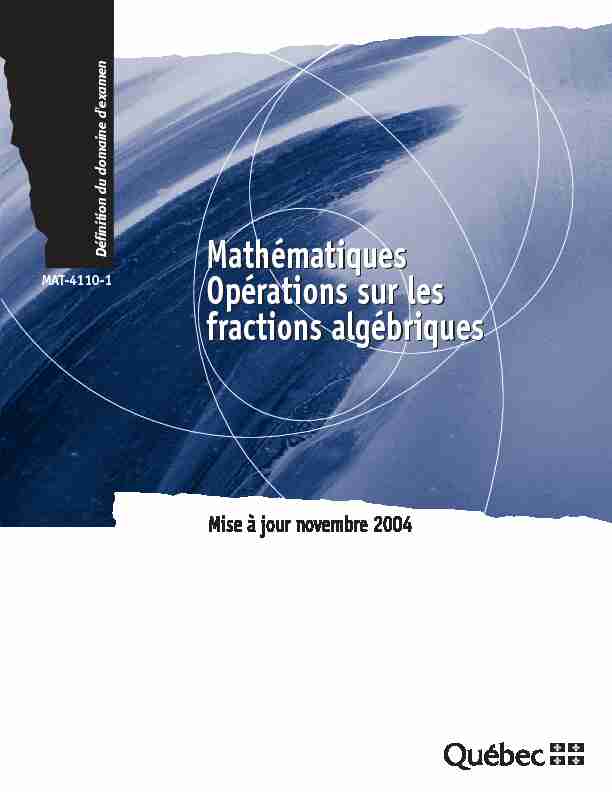 [PDF] Mathématiques Opérations sur les fractions algébriques