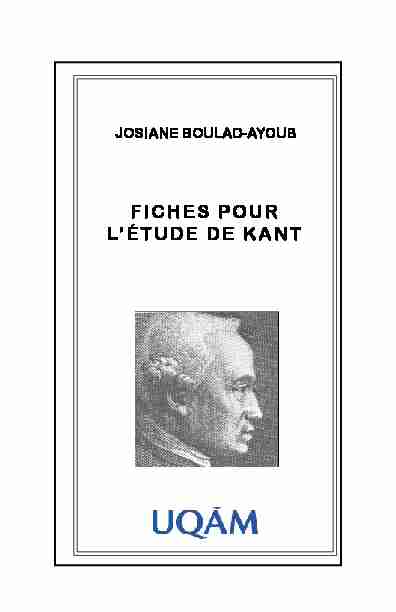 [PDF] FICHES POUR LrÉTUDE DE KANT - Archipel UQAM