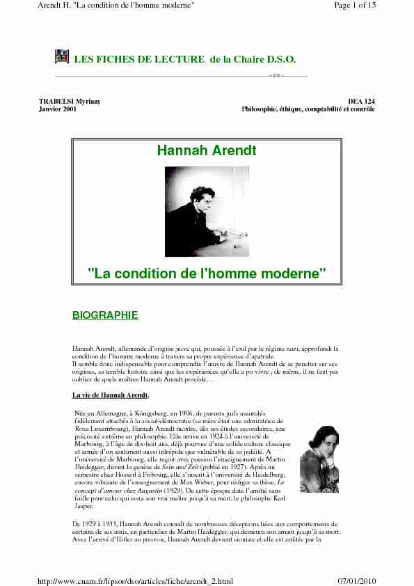 Hannah Arendt La condition de lhomme moderne