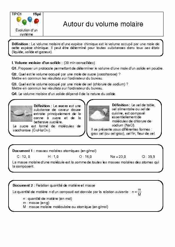 [PDF] Autour du volume molaire - Labo TP