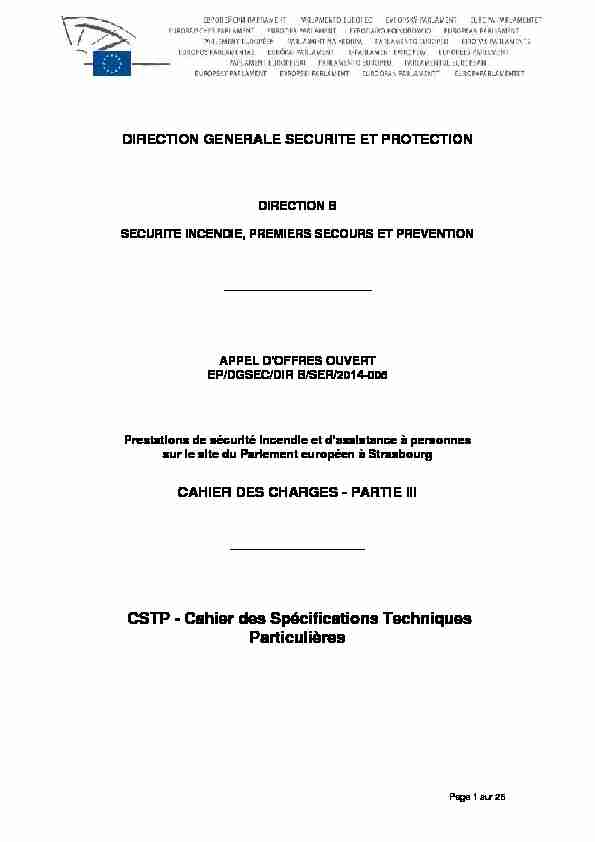 CSTP - Cahier des Spécifications Techniques Particulières