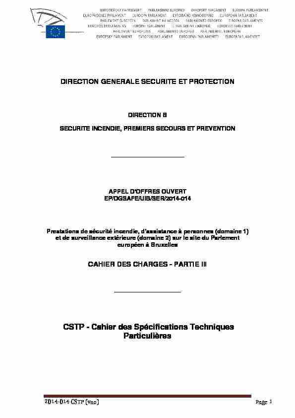 CSTP - Cahier des Spécifications Techniques Particulières
