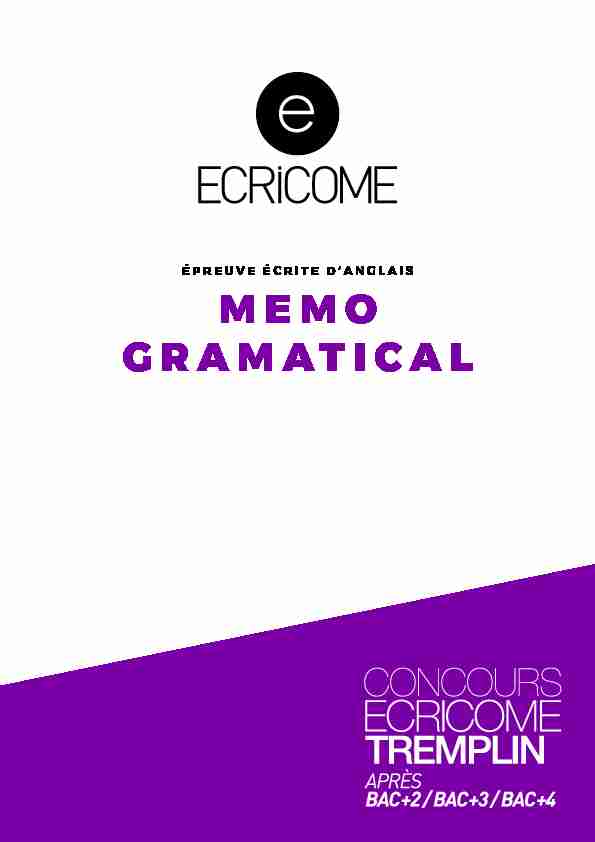 [PDF] anglais mémo grammatical - Ecricome