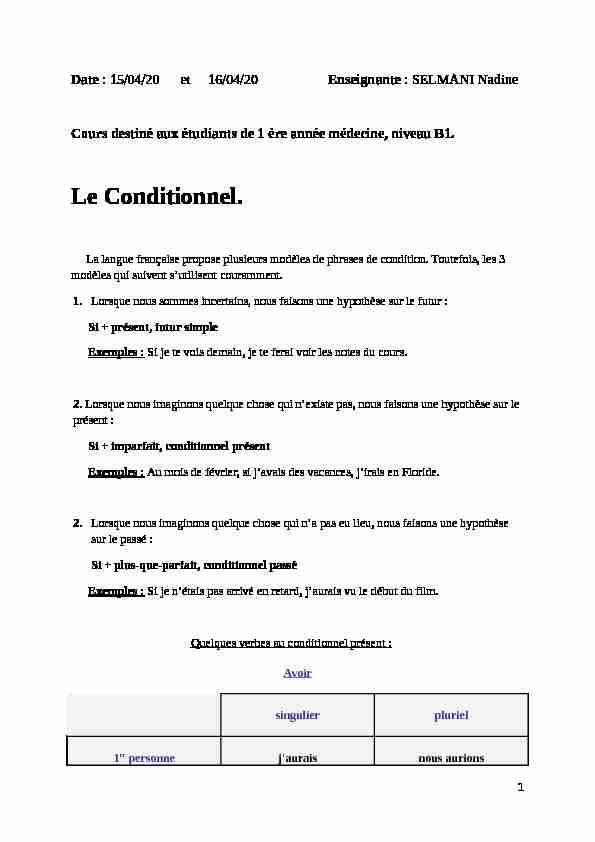 [PDF] Le Conditionnel