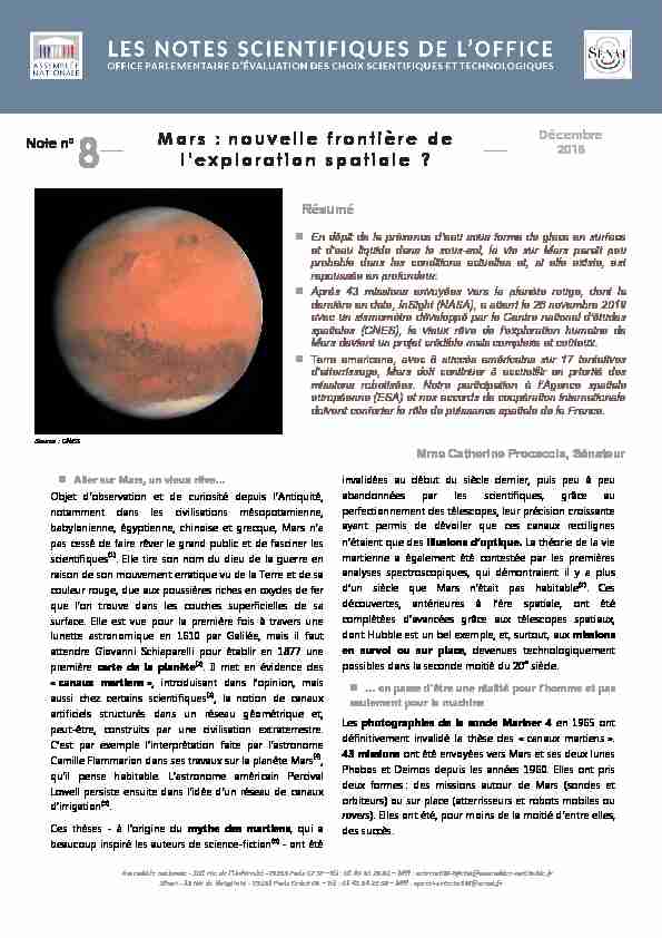[PDF] Mars : nouvelle frontière de lexploration spatiale - Sénat