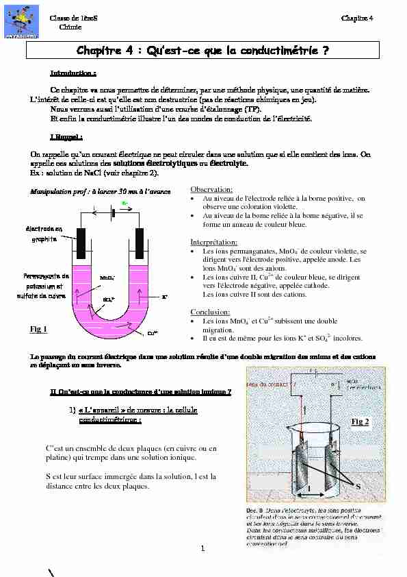 [PDF] Chapitre 4 : Quest-ce que la conductimétrie ? - Physagreg