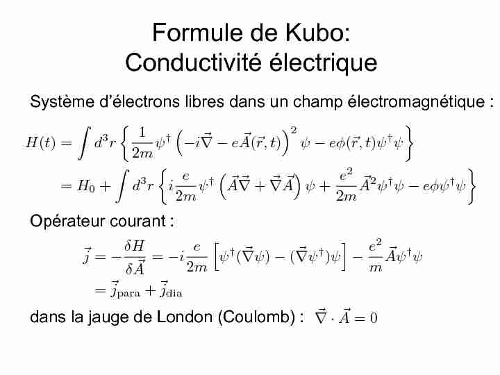 Formule de Kubo: Conductivité électrique